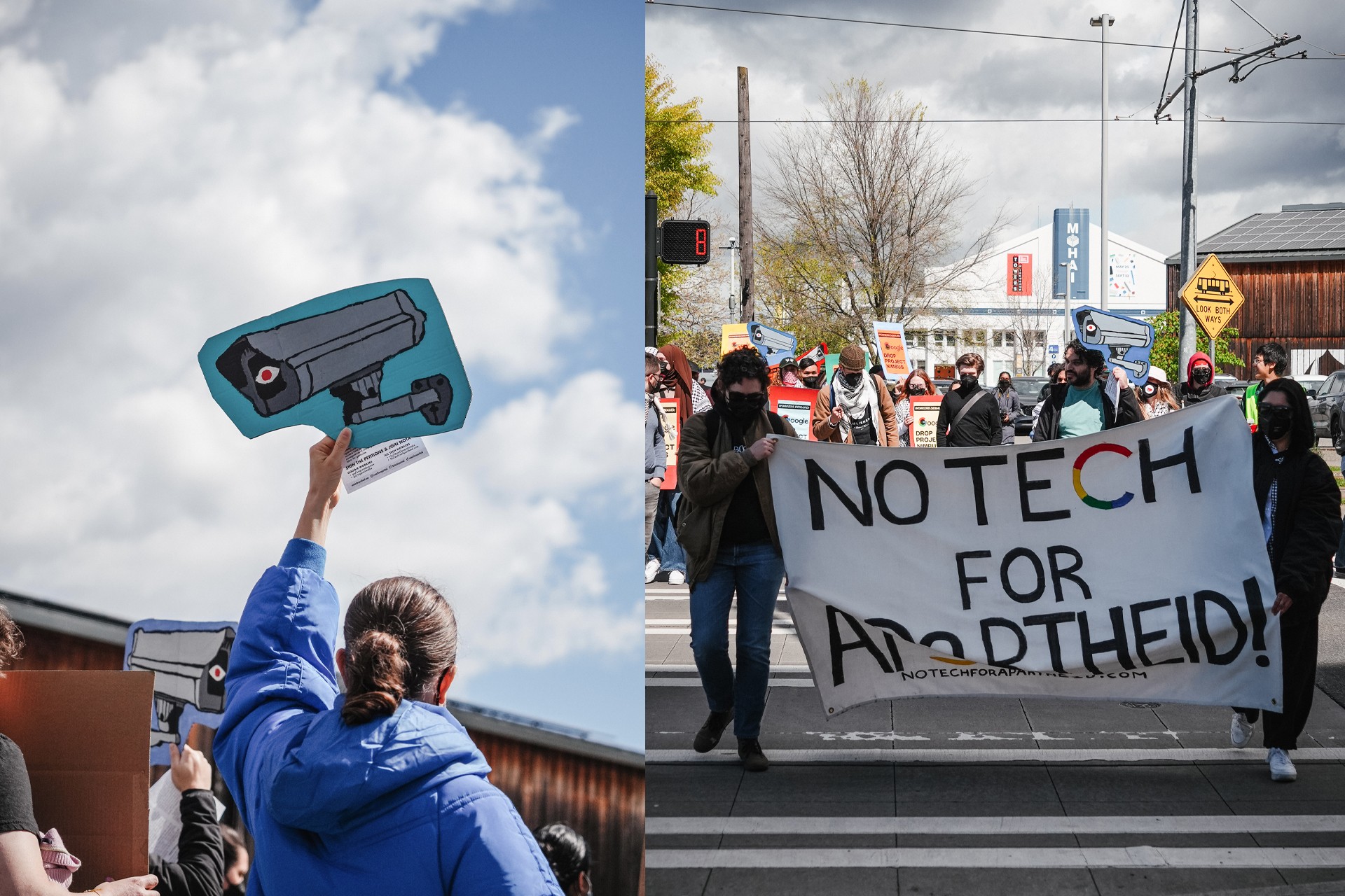 No Tech for Apartheid'in Google önündeki eylemi