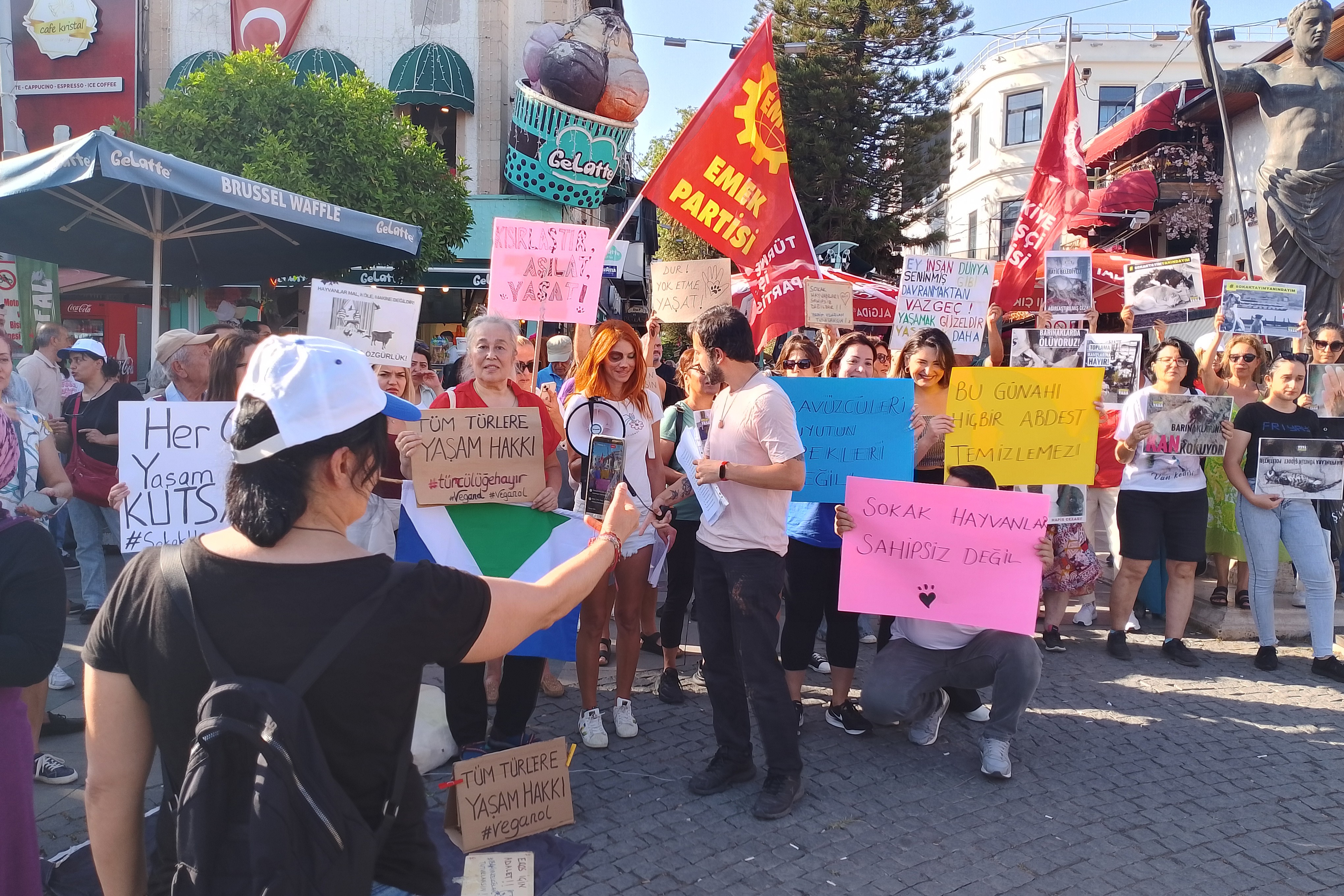 Antalya'da hayvan hakları savunucuları basın açıklaması düzenledi