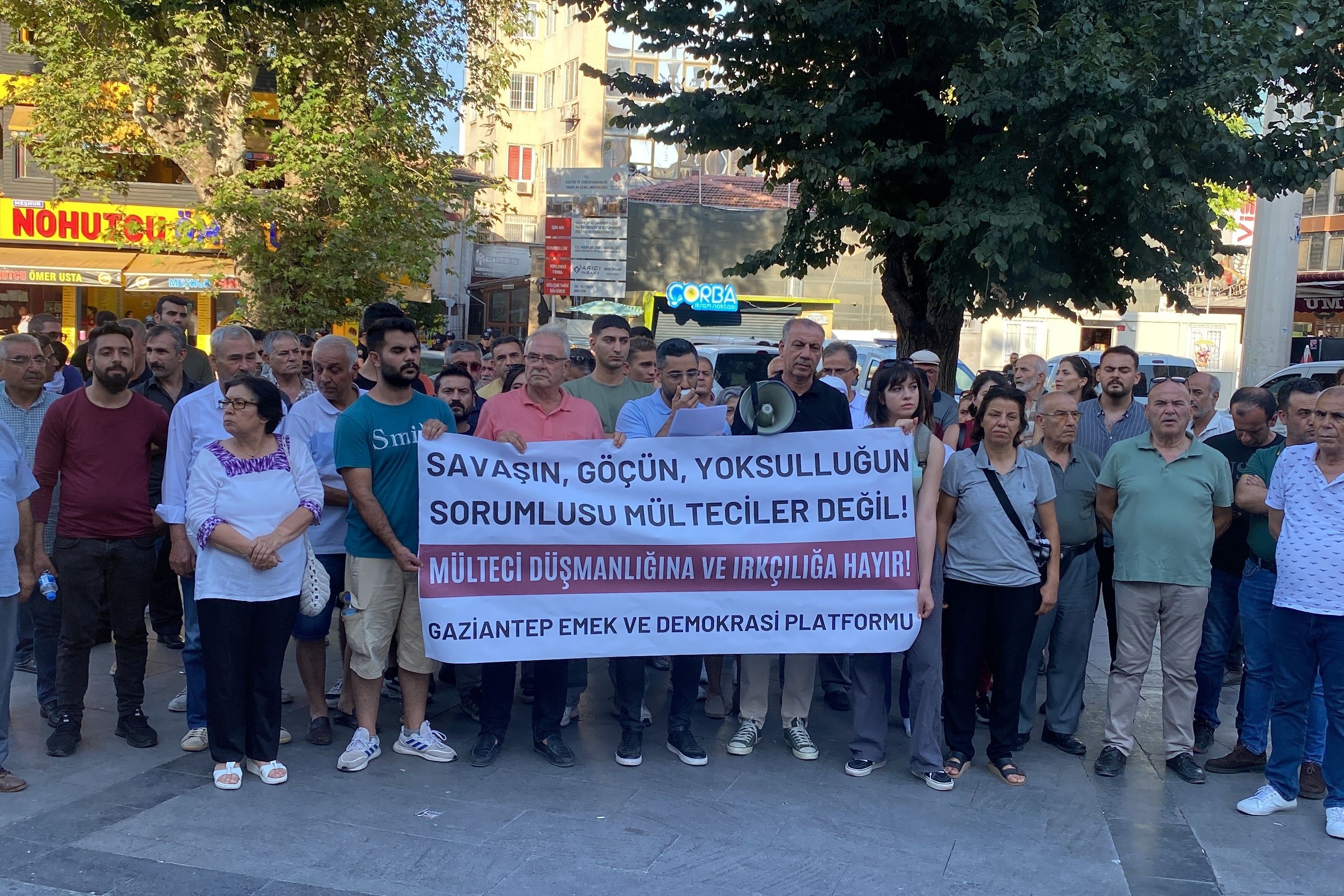 Gaziantep Emek ve Demokrasi Platformunun basın açıklamasından fotoğraf.