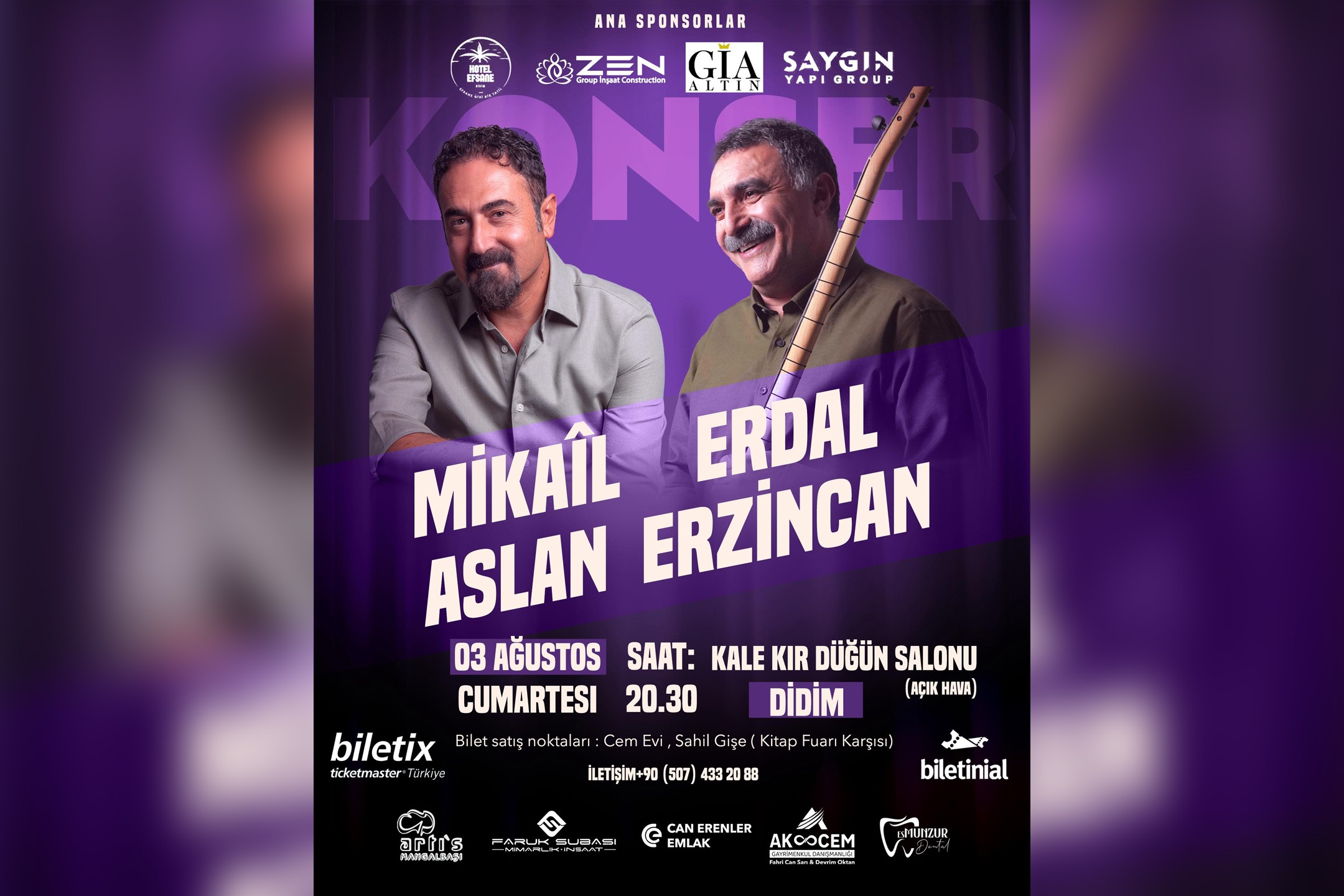 Mikail Aslan ve Erdal Erzincan'ın bulunduğu konser afişi