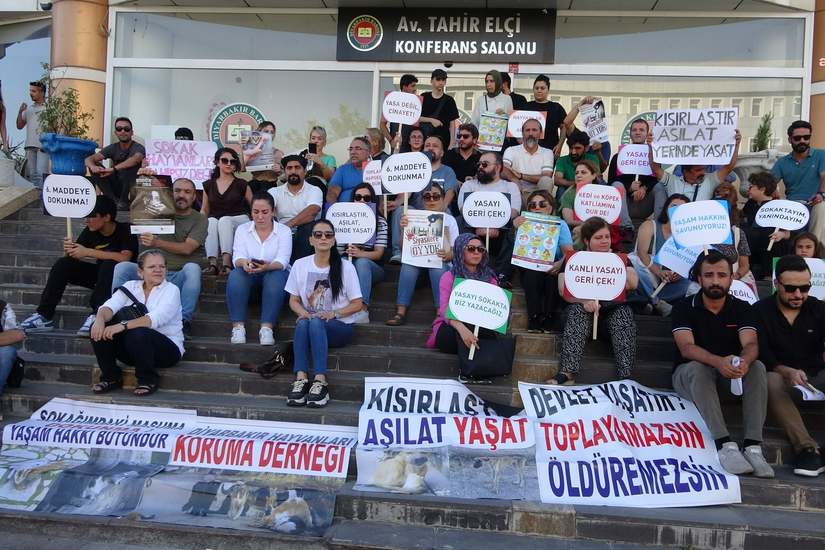 Diyarbakır'da sokak hayvanları yasasına karşı açıklama yapıldı