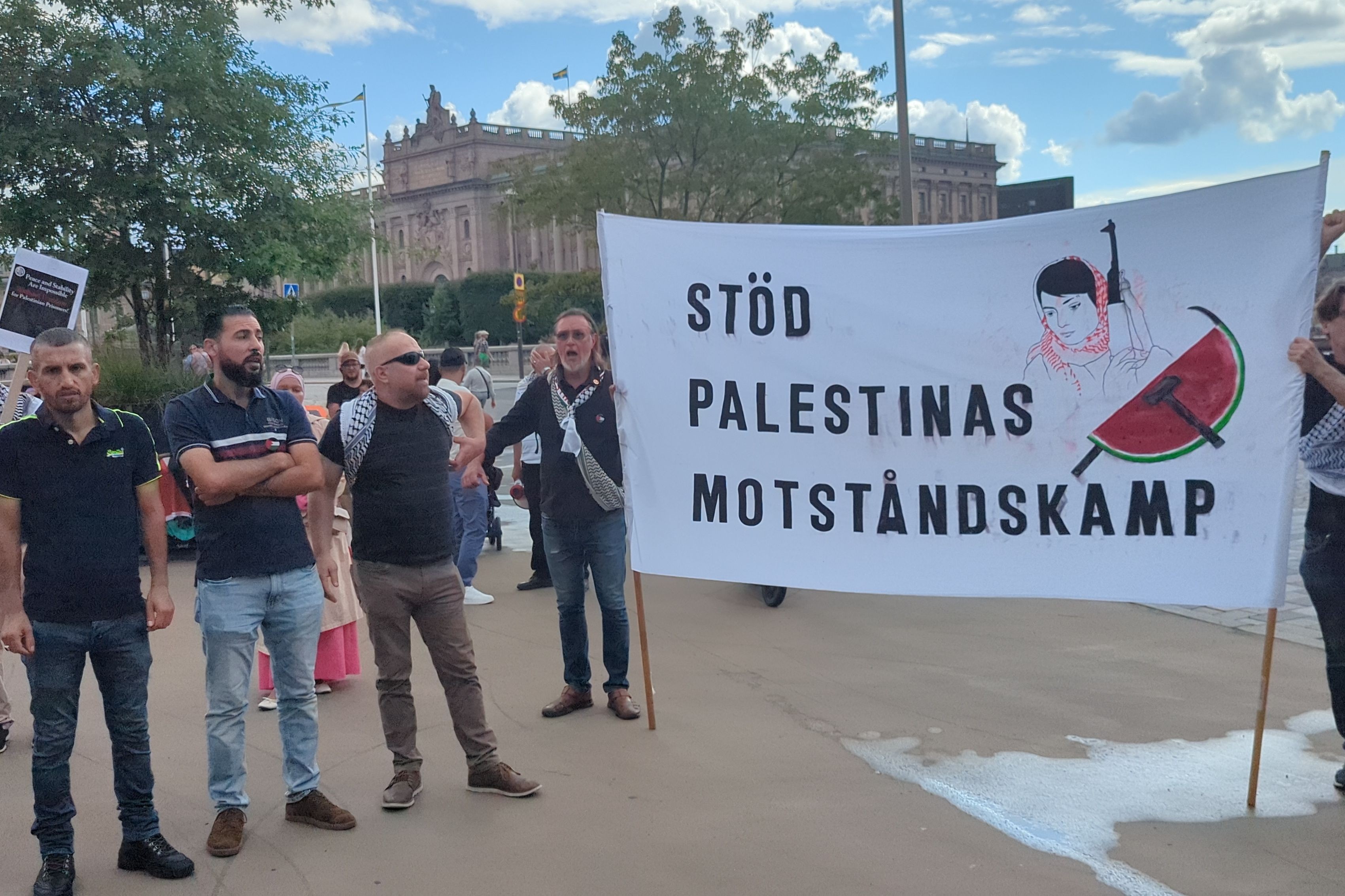 Stockholm'de düzenlenen Filistin'e destek eylemi.