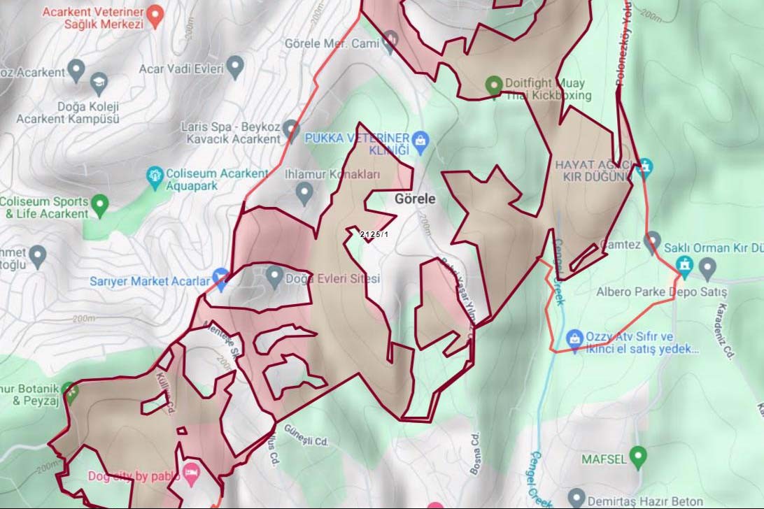 Beykoz GöreleBeykoz Görele'de orman alanından çıkarılan bölge