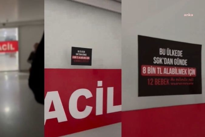 CHP Gençlik Kolları'nın hastanelere yapıştırdığı afişler.