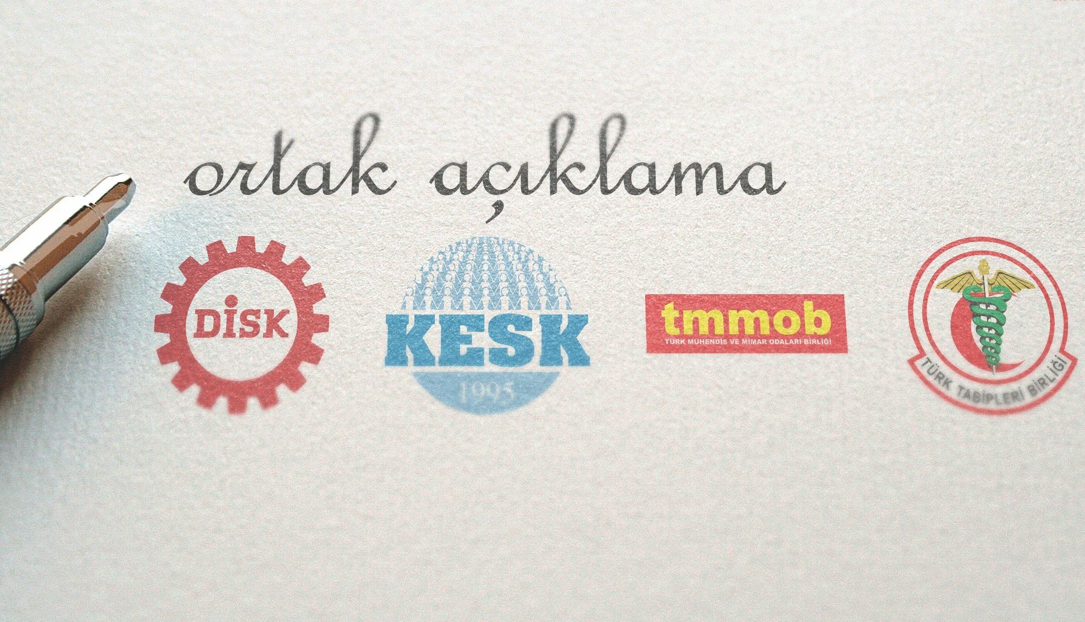 DİSK, KESK, TMMOB, TTB logoları