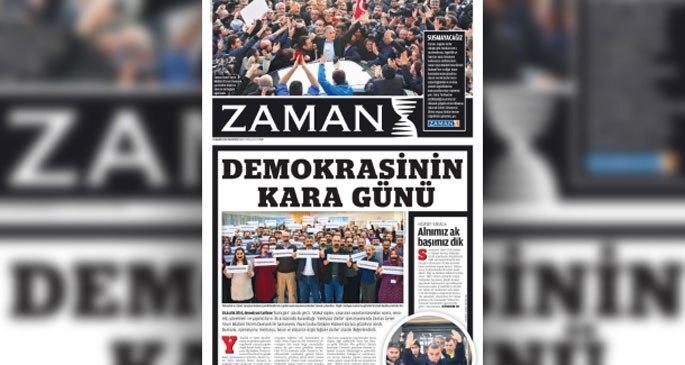 Zaman, siyah logo ile çıktı