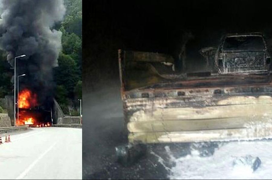 Bolu'da tiner yüklü TIR tünel girişine çarptı: 5 ölü