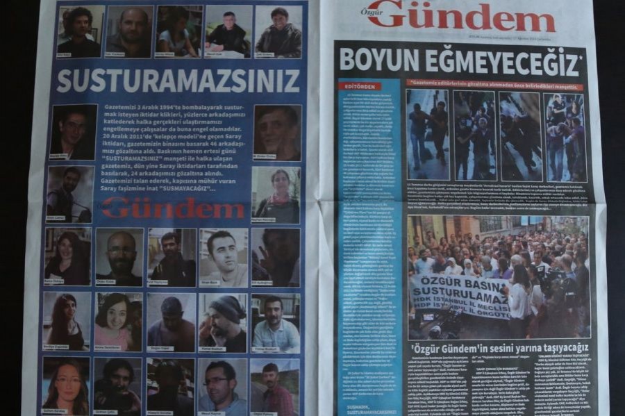 Özgür Gündem, 'Boyun eğmeyeceğiz' manşetiyle çıktı