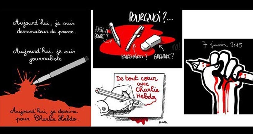 Karikatüristler Charlie Hebdo için çizdi