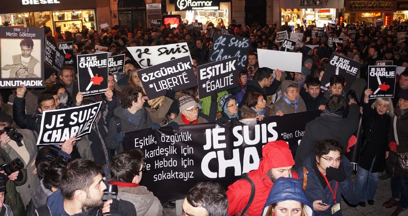 Taksim'de Charlie Hebdo saldırısı protesto edildi