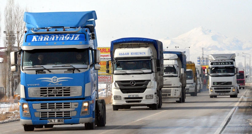 Erzurum'da TIR ve kamyoncu eylemi