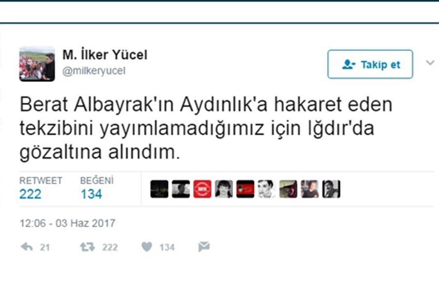 Aydınlık Gazetesi Genel Yayın Yönetmeni gözaltına alındı