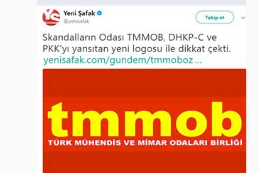 Yeni Şafak’ın TMMOB logosu haberine cevap: Pespaye iftira