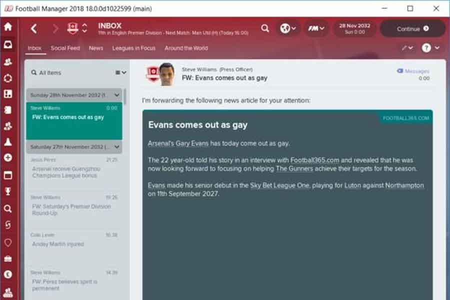 Football Manager 2018’de eşcinsel oyuncular açılabilecek