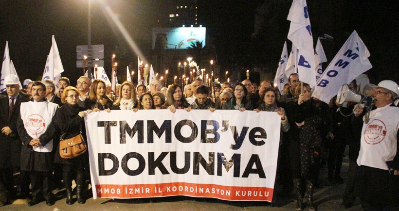 TMMOB yasası meşalelerle protesto edildi