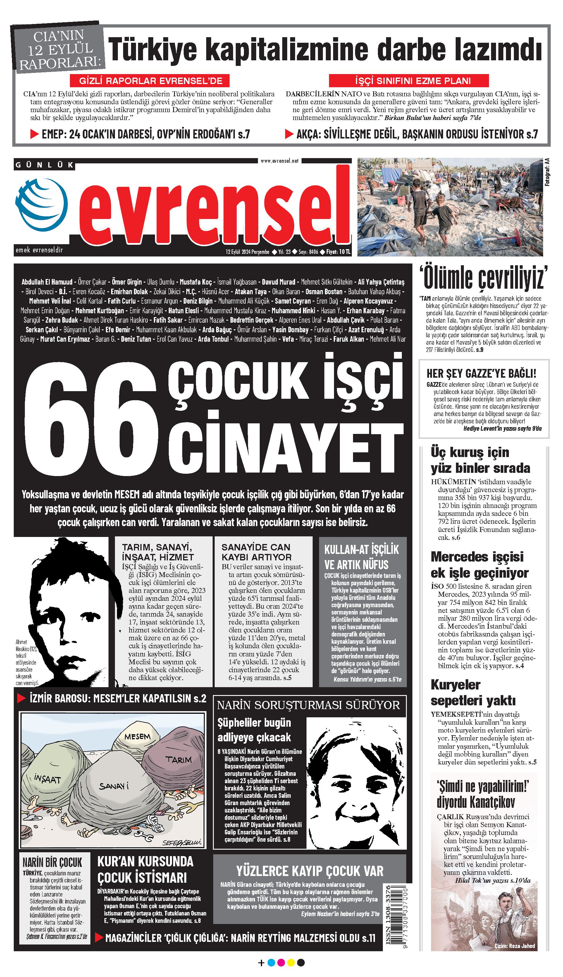 Evrensel Gazetesi Birinci Sayfa