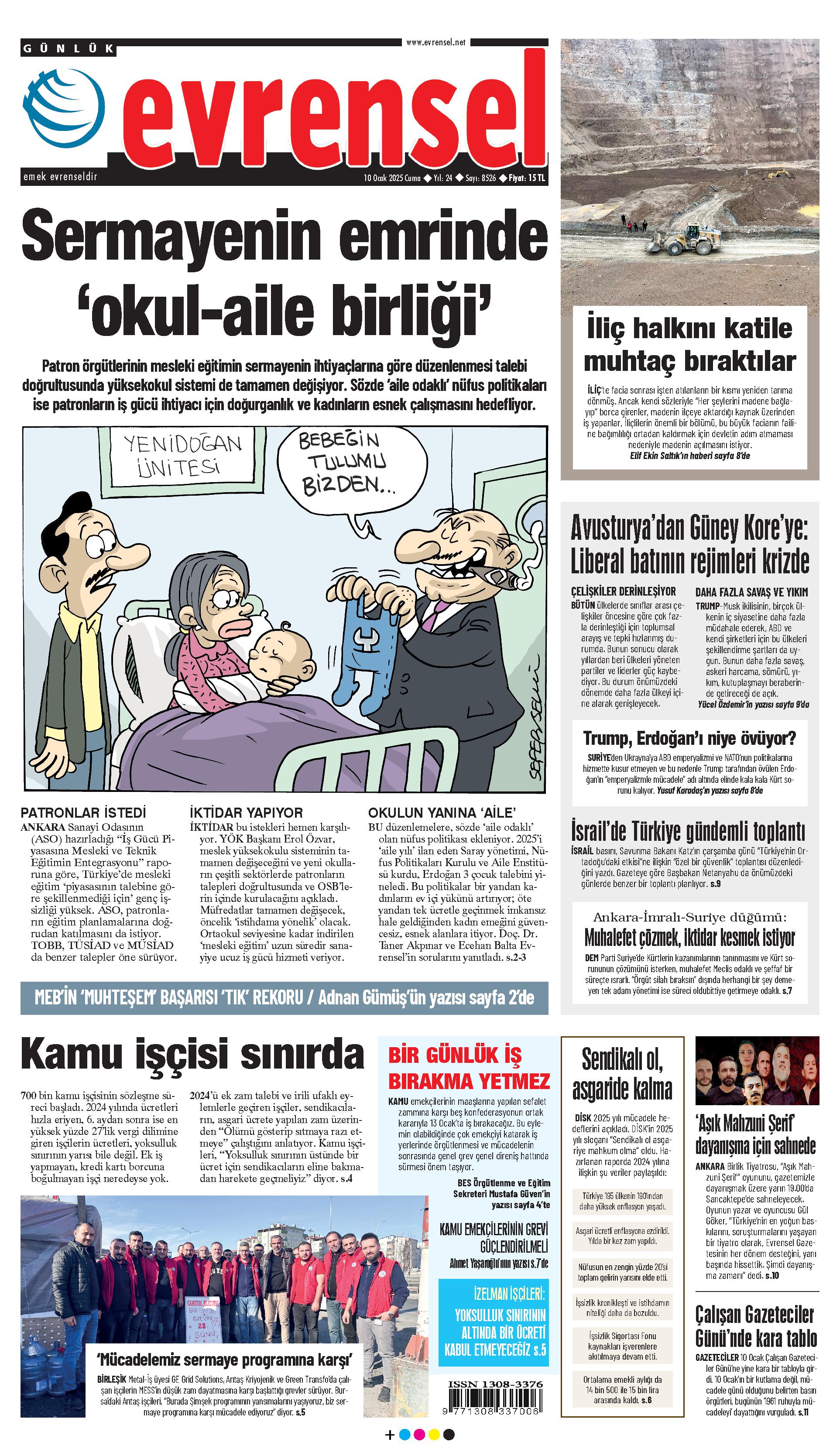 Evrensel Gazetesi Birinci Sayfa