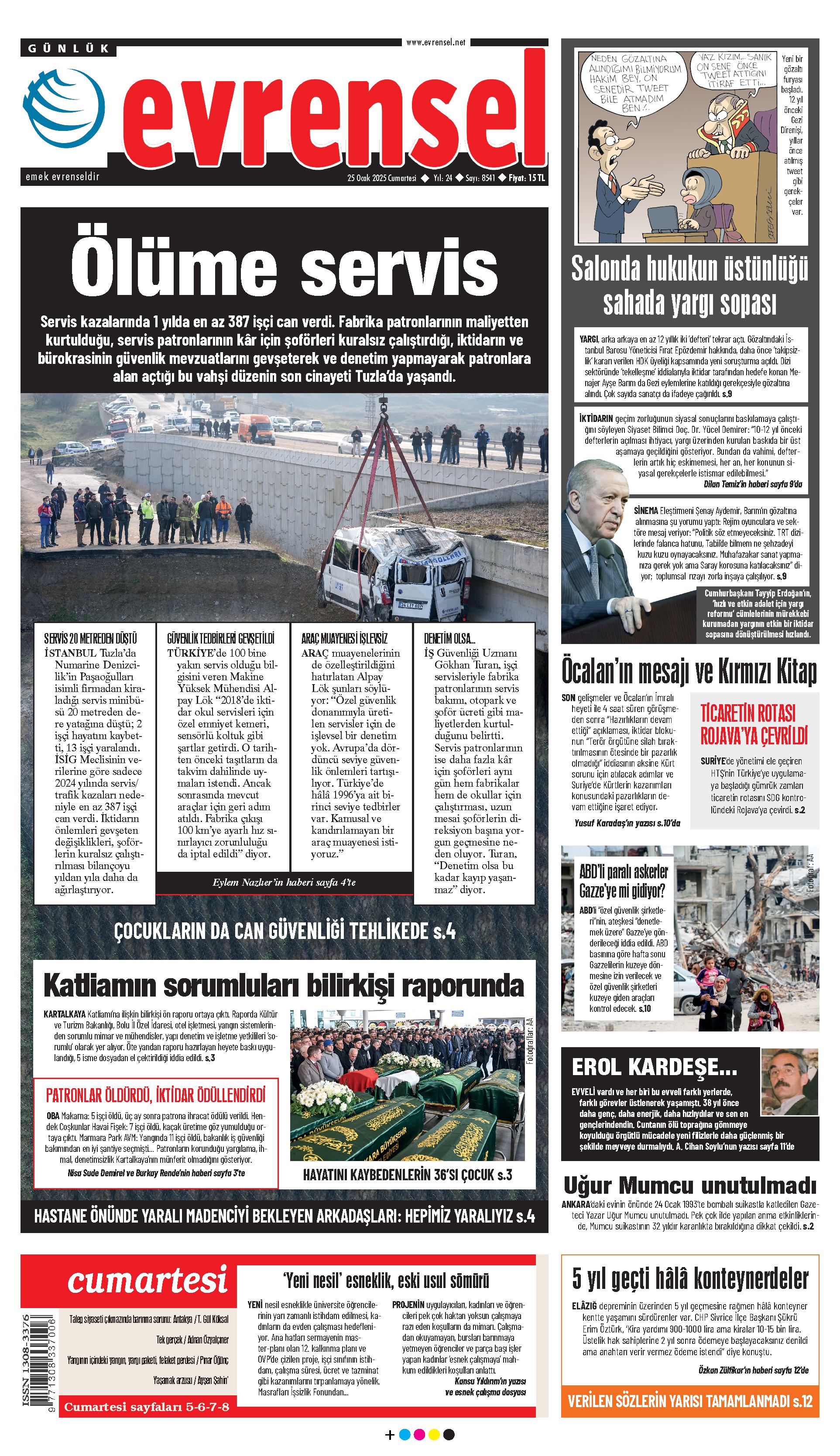 Evrensel Gazetesi Birinci Sayfa