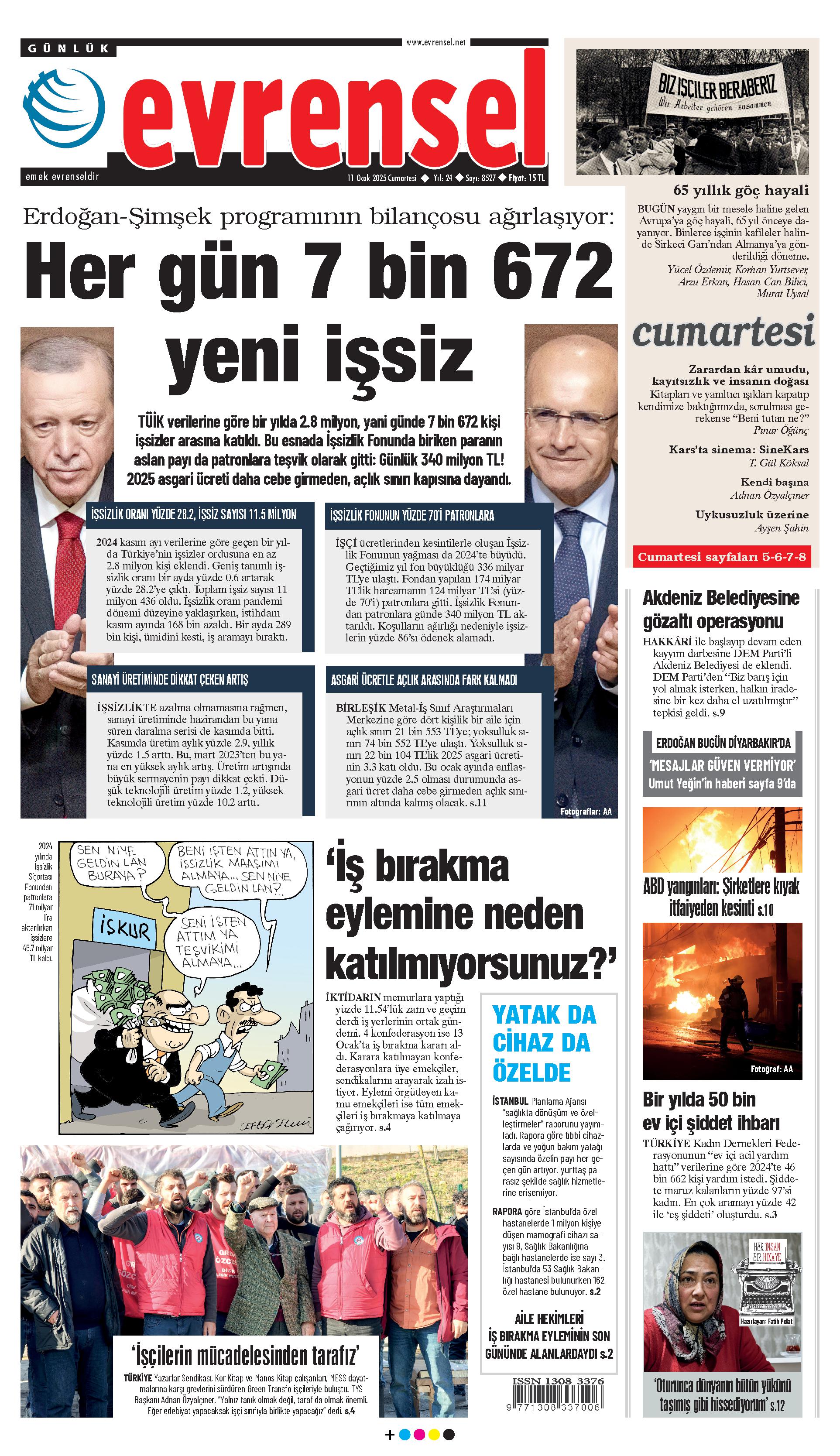 Evrensel Gazetesi Birinci Sayfa