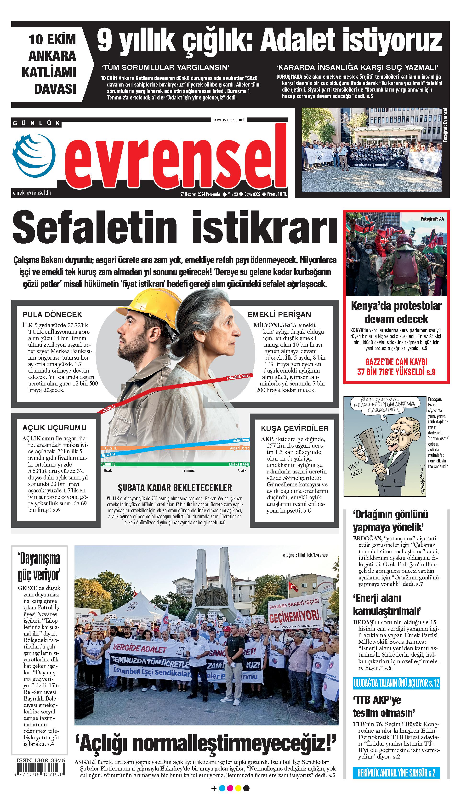 Evrensel Gazetesi Birinci Sayfa