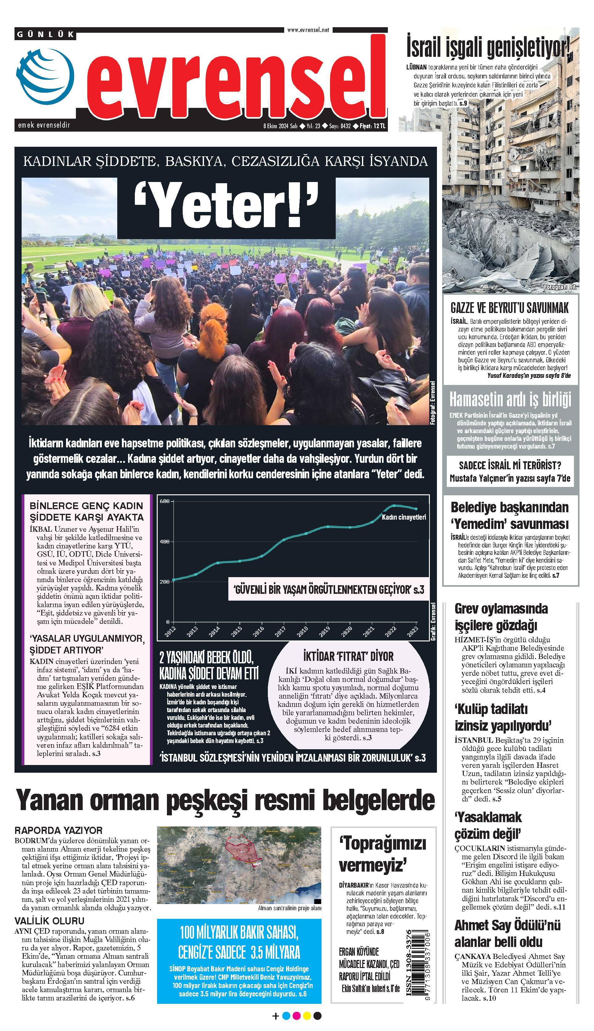 Evrensel Gazetesi Birinci Sayfa