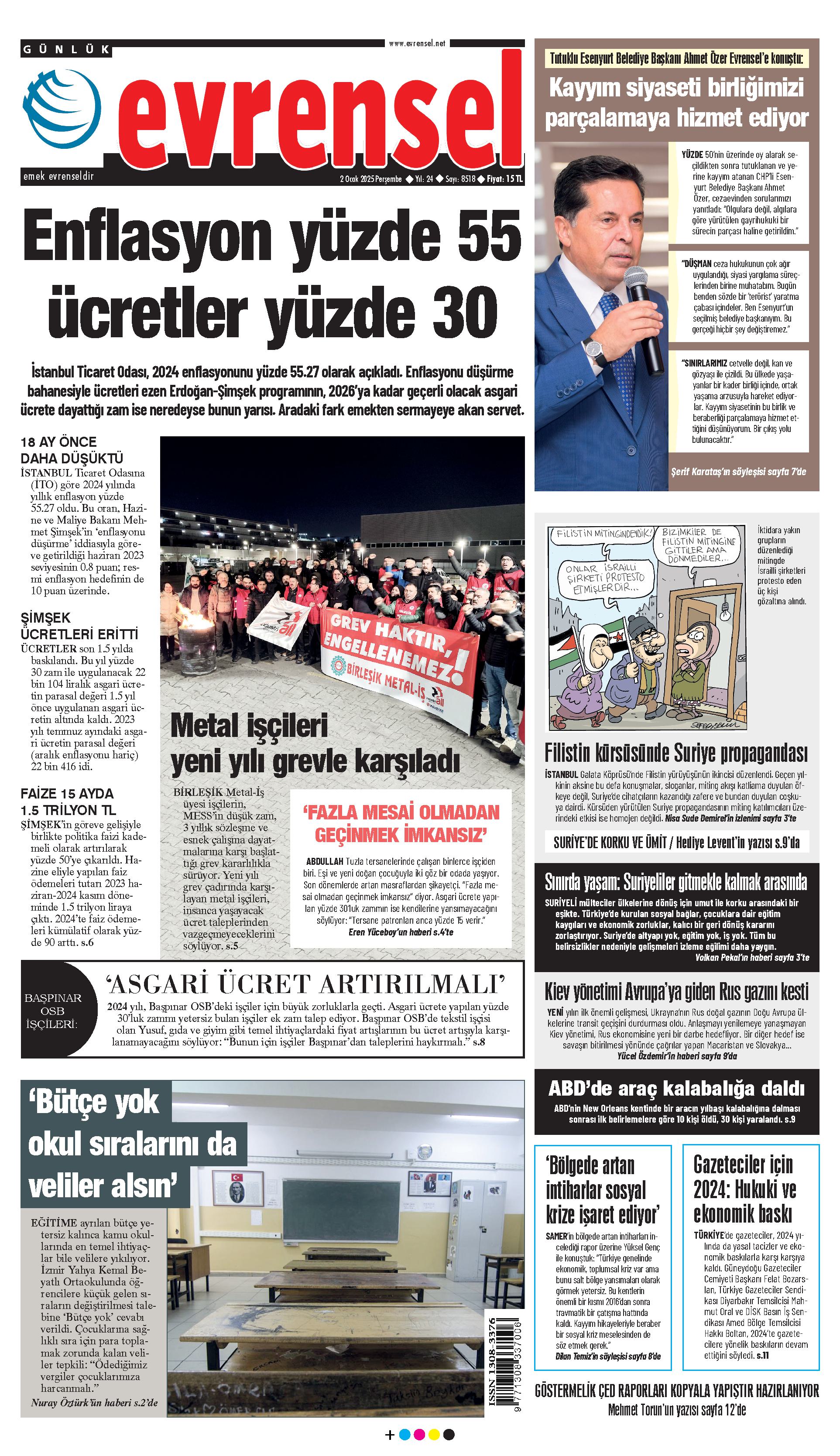 Evrensel Gazetesi Birinci Sayfa