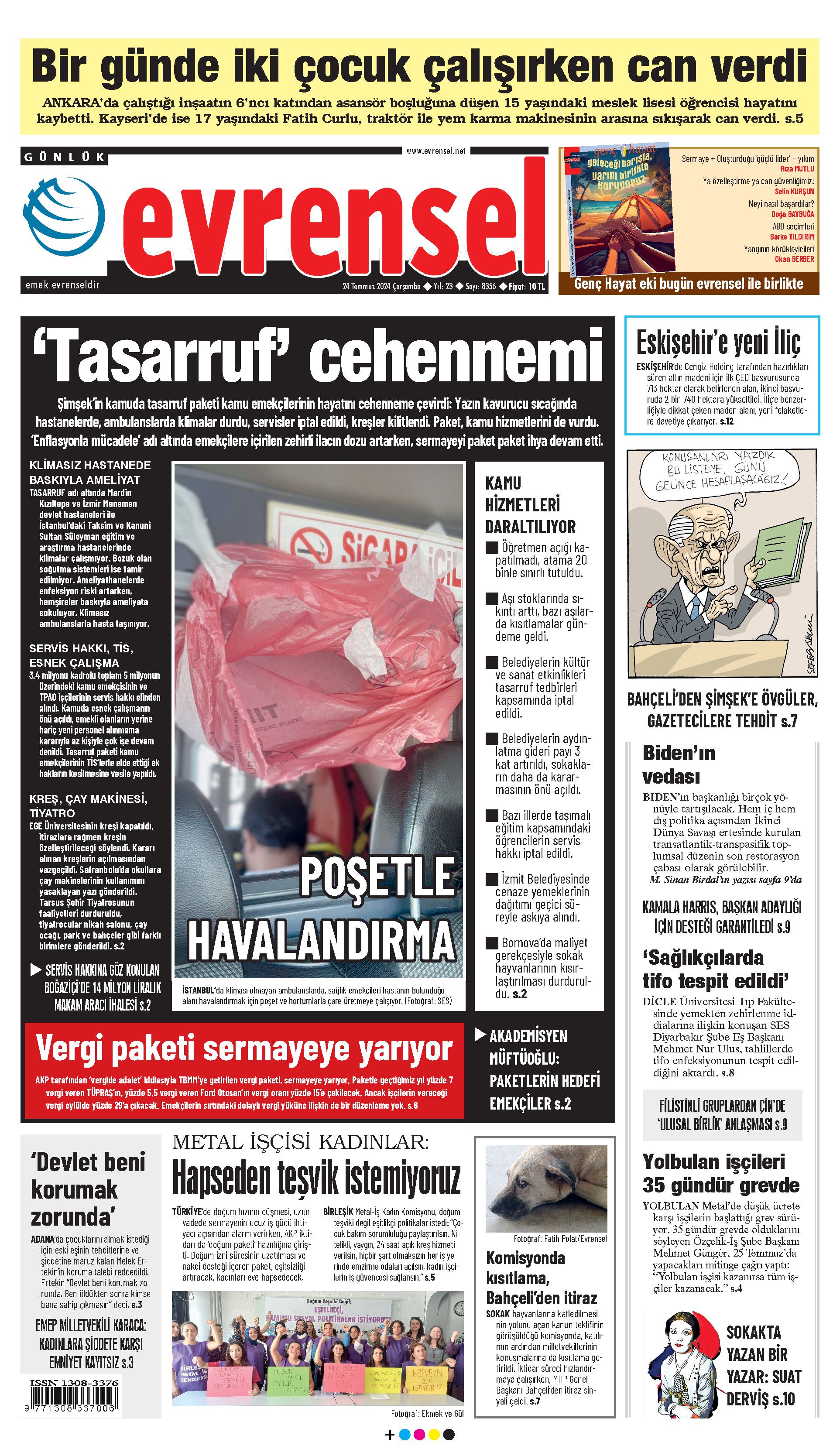 Evrensel Gazetesi Birinci Sayfa