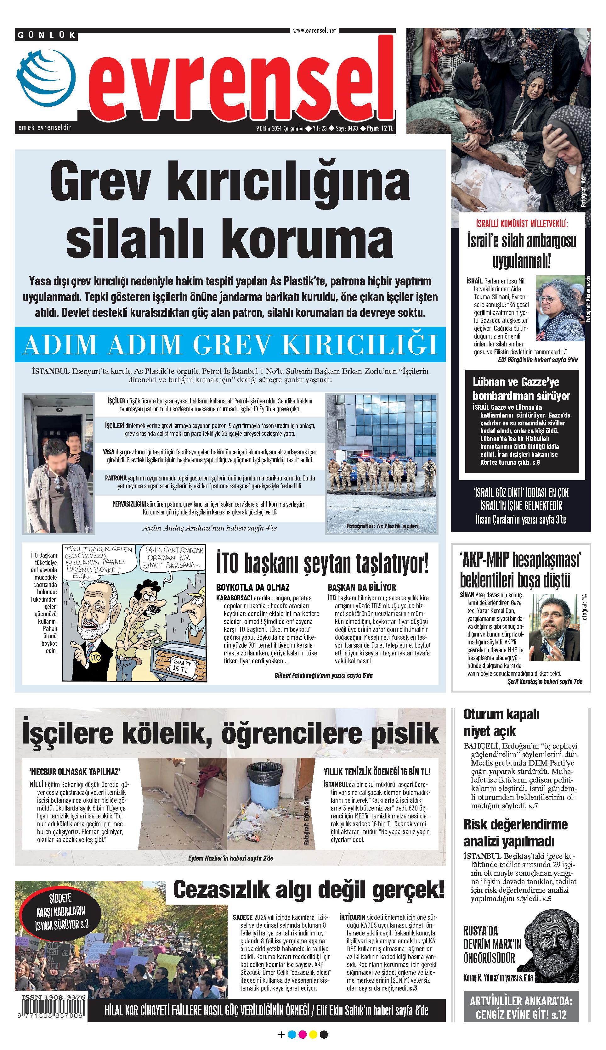 Evrensel Gazetesi Birinci Sayfa